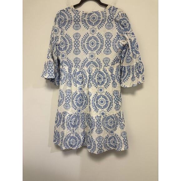 Saiph Lab Cornflower Blue White Boho Dress Medium - Picture 5 of 6